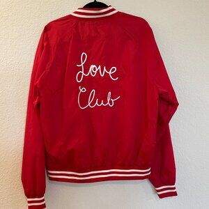 NWOT Style Club Presents Love Club Red Varsity Jacket